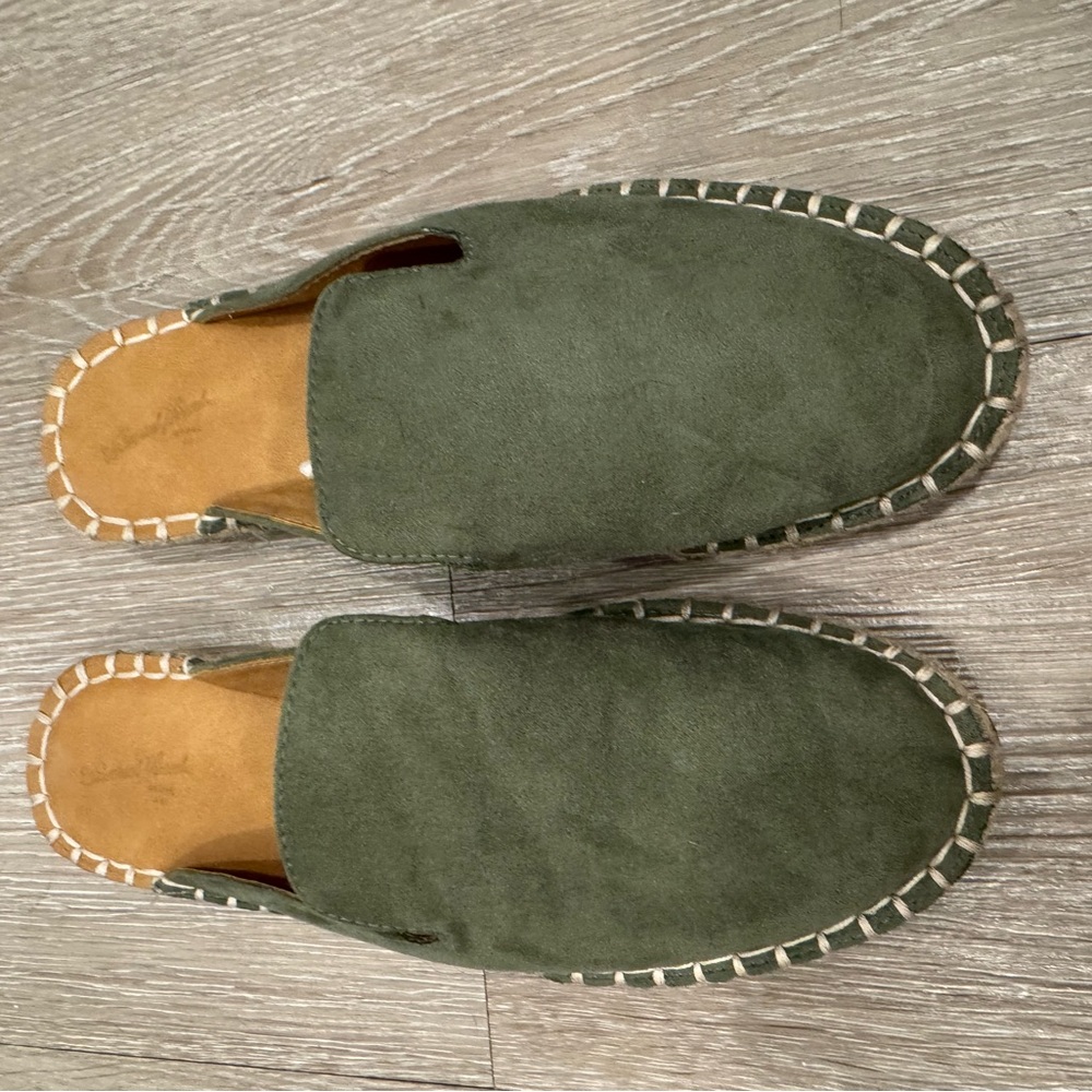 Green Suede Slip-On Shoes